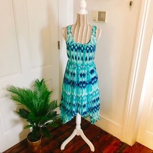 H&M Asymmetrical Blue Ripple Dress